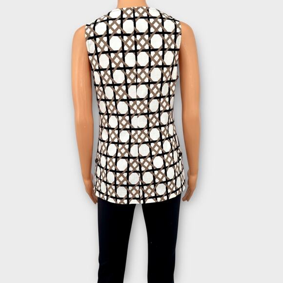 Trina Turk Danie Sleeveless Jacquard Top Size S Structured Woven Geometric Print - Picture 11 of 13